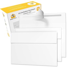 Sensei Supplies 110 4 ⅜ x 5 ¾ White Invitation Envelopes - A2 - For Wedding Invites, RSVP, Gr...