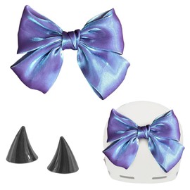 1 Pcs Self Adhesive Helmet Accessories Satin Bow Helmet Decoration Detachable Glitter Helmet Sticker Decor for Motorcycle Dark Purple