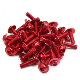 AUTUT Red Painted Motorcycle Fairing Fastener Hexagon Bolts Screws M6 Thread, Pack of 40
