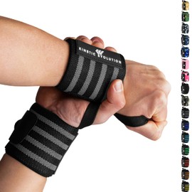 KINETIC EVOLUTION [1 Pair of Sports Wrist Wraps for Men and Women, Wrist Support, Wrist Guards, Protects the Joint, Bodybuilding, Fitness (Yellow Stripes)