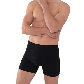 AIRCUTE Washable Absorbency Urinary Incontinence Underwear for Men, 6" Inseam Boxer Briefs for Bladder Leaks Protection (60ML) (Medium, Black)