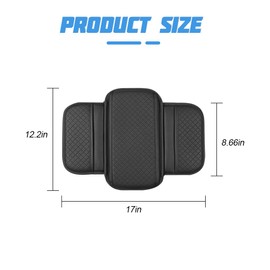 Sandfren Car Center Console Cover, Leather Vehicle Armrest Cushion with 2 Storage Bags, Automotive Interior Arm Rest Seat Box Pad Accessories, Universal for SUV, Sedan, Truck (Black)