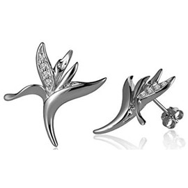 925 Sterling Silver Hawaiian Jewelry Bird of Paradise Earrings - Post