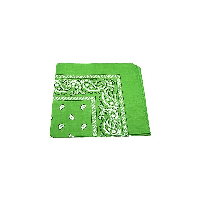 LIME GREEN bandana BLACK WHITE PAISLEY border
