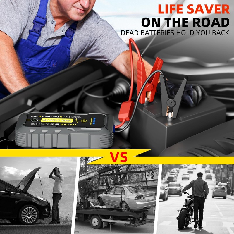 A5 Ultra Safe Car Jump Starters 3000A，Jump Starter Battery Pack