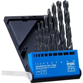PFERD Steel Twist Drill Set, 10 Pieces, Diameter 1–10 mm, HSS-G N, DIN 338, 118°, 25298001, Universal Use