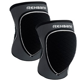 Rehband Knee Pads for Volleyball, Handball & Indoor Sports, Neoprene Knee Sleeve Protector, Comfortable & Snug Fit, Shock-absorbing Sports Knee Pads Unisex, Colour:Steel Grey - 1 Pair, Size:Small