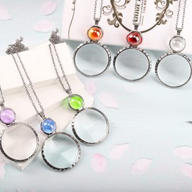 Jiulory 10x Magnifying Glass Pendant, Long Chain Glass Lens Magnifier Necklace - Elderly Care & Kids Hiking Camping Accessory