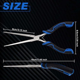 SPEEDWOX 7-Inch Mini Long Needle Nose Pliers with Comfort Grip - Thin Jaw Extra Long Needle Nose Pliers with Serrated Jaw Lanyard for Jewelry Making, Wire Wrapping, Crafts & Electronic Repair