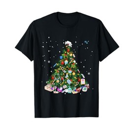 Doctor MD Nurse Tree Xmas Tees Medical Student NHS Christmas T-Shirt, black