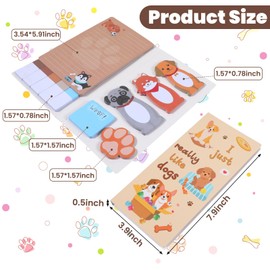 Qianyu Cartoon Puppy Sticky Notes Set Dog Sticky Notes for School Cute Theme Funny Self Stick Animal Notepad Page Markers Flags Notepad Separation Tab for Home Office Student Kids Gifts