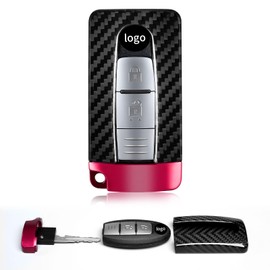 T-carbon Real Carbon Fiber Smart Key Fob Case Shell Cover for Nissan GTR R35 370Z 350Z Infiniti Oval Remote Key，Glossy Black