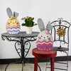 K KILIPES Easter Wood Bunny Sign Table Top Colorful Egg