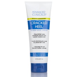 Advanced Clinicals Cracked Heel Foot Cream Skin Care Moisturizer Lotion For Feet W/Shea Butter | Helps Heal Cracked Skin, Rough Spots, Calluses, & Dry Skin | Foot Lotion | Hand Lotion| Large 8 Fl Oz