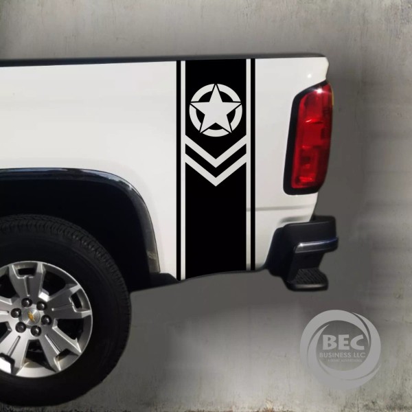 Unbranded 2 Army Star Stickers decal, Bed STRIPE cut design