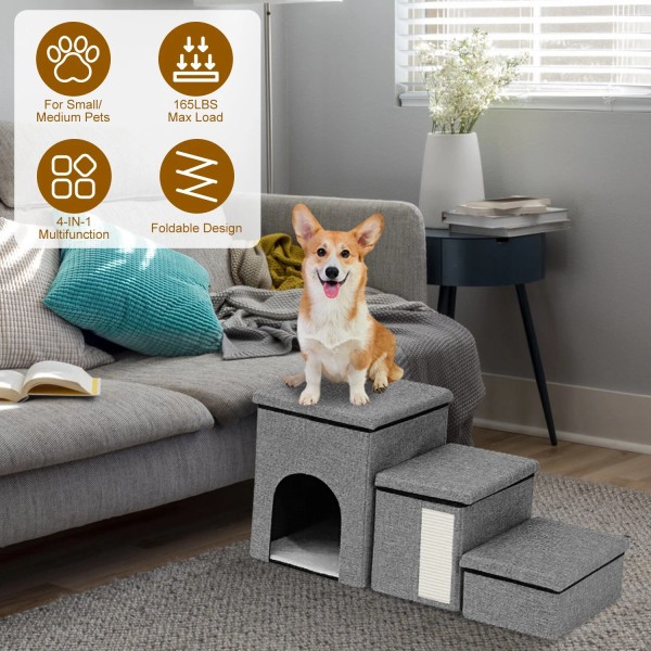 iMounTEK Dog Stairs for Small Dog,3-Step Dog Ramp for Bed