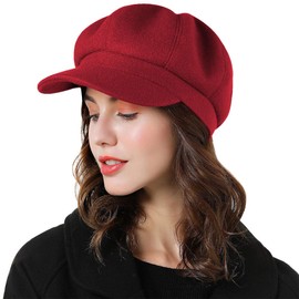 Sumolux Women Beret Newsboy Hat French Wool Cap Classic Autumn Spring Winter Hats Red
