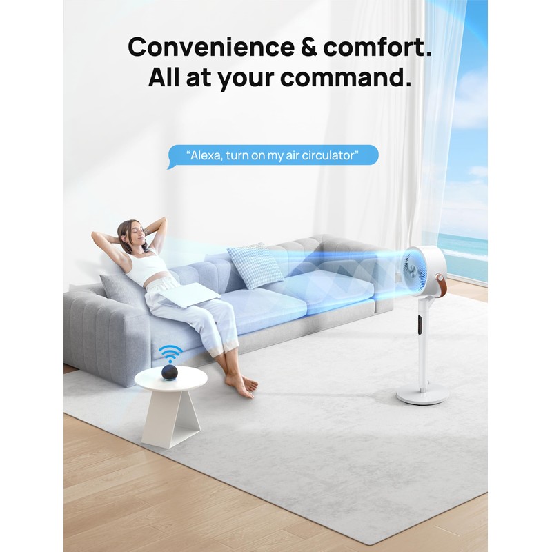 Dreo Fan for Bedroom, 100ft Standing Fan for Home, 120°+105°