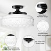 Lamomo Semi Flush Mount Ceiling Light,White Glass Shade Black Hallway