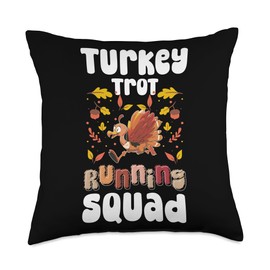 Turkey Trot Running Squad Thanksgiving Throw Pillow