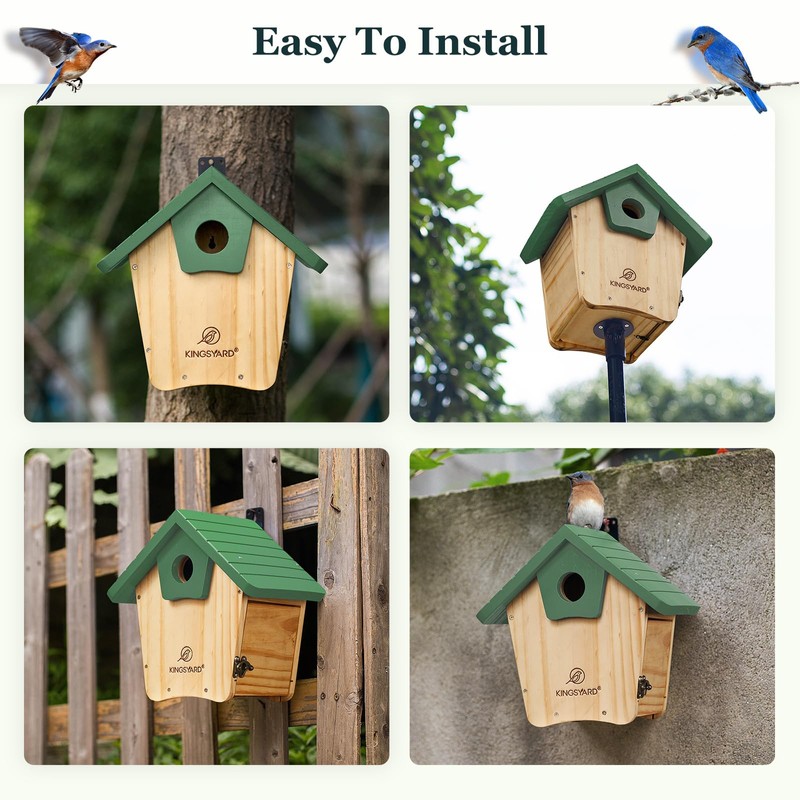 Kingsyard Blue Bird House for Outside - Cedar Wood Nesting