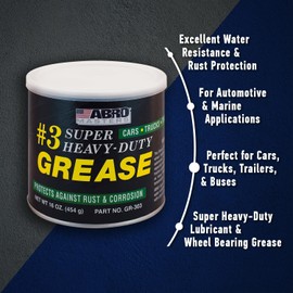 ABRO Masters Super Heavy-Duty #3 Wheel Bearing Grease, 16oz, Sodium-Based, Multi-Purpose Lubricant for Severe Conditions, Ideal for Automotive, Marine, Buses, Trucks, and Tractors (2 Pack)