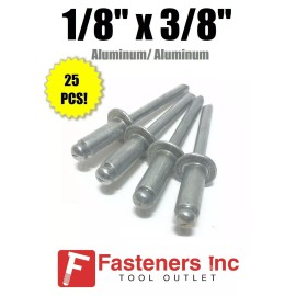 Brighton (QTY 25) 1/8" Dia. x 3/8" Grip Range POP Rivets ALL Aluminium 4-6 ABA46