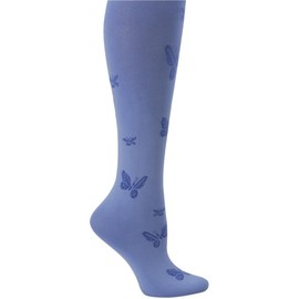 Nurse Mates Women's Butterfly Trouser Socks | 11mm Hg Compression | Comfort Support | 1 Pair | Ceil Blue