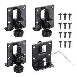 sourcing map 4Pack Adjustable Furniture Leveling Feet, 2.17" Heavy Duty Furniture Levelers Metal Mounting Brackets for Workbench Cabinet Wardrobe, Black