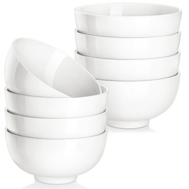 MALACASA Small White Ceramic Bowls Set of 8, 14 OZ Compact Dessert Bowls Rice Bowls Set, Ceramic Bowl for Ice Cream, Soup, Cereal, Side Dishes, Dishwasher & Microwave Safe