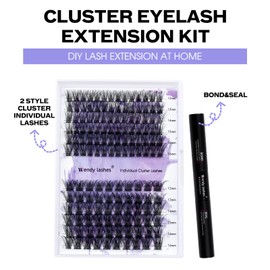 Eyelash Extensions Set, Lashes Extension Set, DIY Lash Extension Set, Lash Cluster Set, Cluster Eyelashes, Lash Bond and Seal (C3+C9+Lash Bond and Seal)