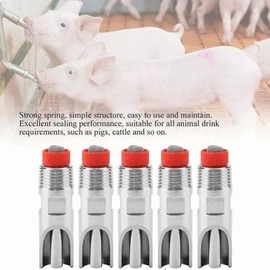 10Pcs Nipple Waterer Stainless Steel Automatic Nipple Waterer Adjustable Prevent Leakage Nipple Drinker Feeder for Cattle Horses Pigs Automatic Nipple Drinker