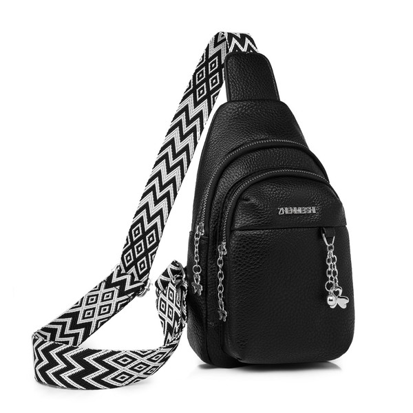 Myhozee Chest Bag Women's Sling Bag, PU Leather Crossbody Bag,