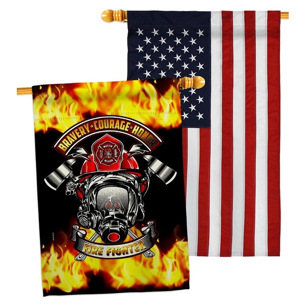 USBrotherhood Bravery Firefighter House Flag Pack Armed Forces Firefrighter Fireman