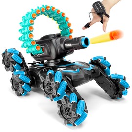 BOKSIYUR RC Stunt Remote Control Car,Nerf Tank,Gesture Sensing, RC Cars for Kids,RC Crawlers,Stunt Remote Control Car Tank for Boys, RC Cars for Kids,360° Battle Tanks,for Boys Ages 8-12 Gift (Blue)
