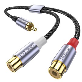 MOSWAG 1 Male to 2 Female RCA Splitter, RCA Y Splitter RCA Cable Audio Video Splitter Adapter Extension Cord Compatible with subwoofers, Speakers, Home theatres, HDTVs, Gaming Consoles(0.65ft/20cm)