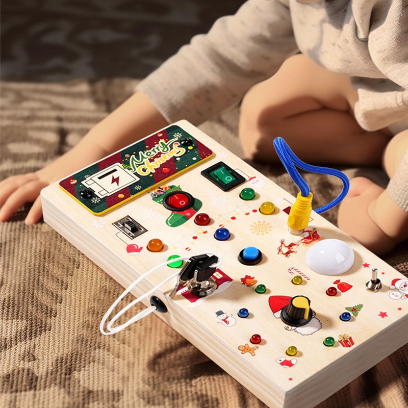 Lights Switch Board Toy Wooden Puzzle Early Education Fine Motor