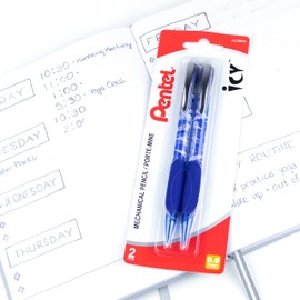 Pentel Icy Mechanical Pencil, Writing, Drawing, School Supply, For Kids and Teens, Pre-loaded with Lead, 0.9mm Bold Point, Blue Pattern Barrel, AL29BP2, 2 Pack