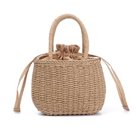 EVEOUT Straw Shoulder Bags Handbag with Shoulder Strap for Women Girls Summer Beach Bag Clutch Handwoven Handbag, brown, Bohemian