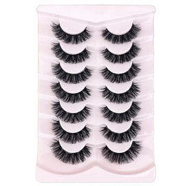 OCHILIMA Russian Strip Eyelashes, Natural Look, Eye Lashes, False Lashes, Wispy, D Curly, Fluffy, 3D Effect, Cat Eye, Soft, Fake Eye Lashes, Pack of 7 Pairs (z3)