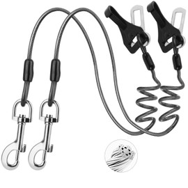 Dog Seat Belt for Car,2 Pcs Chew Proof Dog Car Seat Belt,Dog Seatbelt Harness with Elastic Bungee Buffer,Supports All Cars,Car Harness for Dogs Safety Seat Belt,Car Seatbelt for Large Dogs Chewer