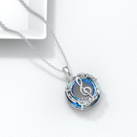 Music Necklace 925 Sterling Silver Crystal Music Pendant Musical Necklace for Women Birthday Christmas Jewelry Gifts