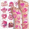 108 tatuajes temporales de vaquera rosa con purpurina para niñas