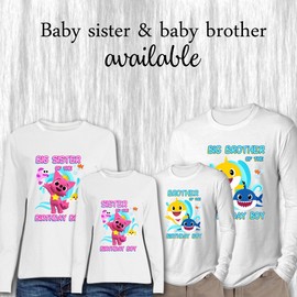 BB Shark Birthday Boy & Family Shirts - Long Sleeve White -