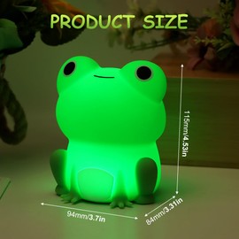 QWLWBU Cute Frog Night Light, Soft Silicone Frog Lamp Nursery Nightlight LED Kids Night Light, USB Rechargeable Dimmable,Silicone Animal Nightlight Christmas Birthday,Room Decor