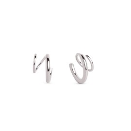 SINGULARU - Gota Spiral Earrings - Sterling Silver Earrings 18 Carat Gold-Plated or Rhodium Plated - Stud Earrings without Clasp - Women's Jewellery - Various Designs, Silver, No Gemstone