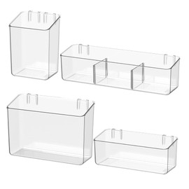 BIINONE Adhesive Mount Storage Organizer Container Basket Bins, Plastic Over Cabinet Door Organizer, Pantry Wall Organization, Bathroom Organizer, Space Saving Holder for Sandwich Bags-4 Pack