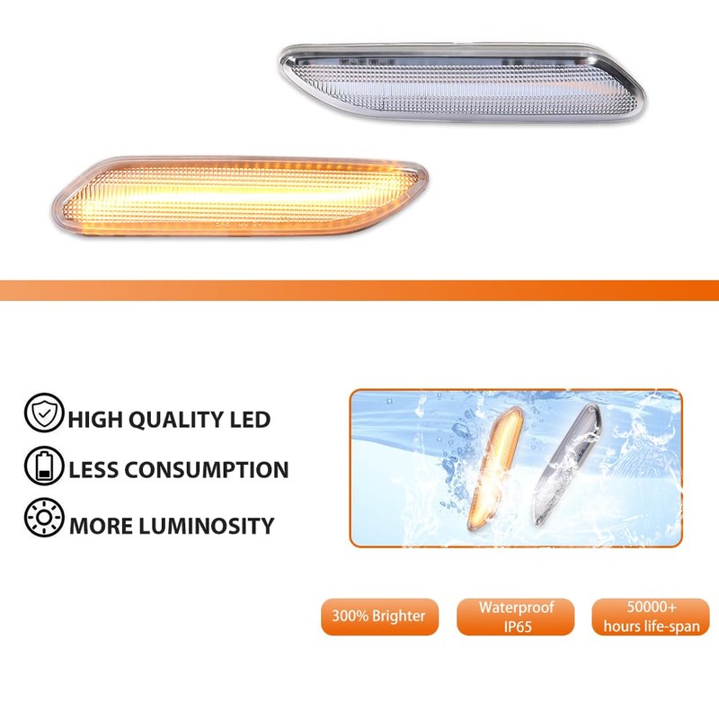 ADIIL Clear Lens Amber Sequential Front LED Fender Side Marker
