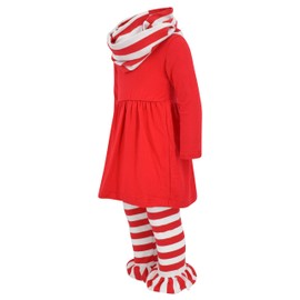 Unique Baby Girls 3 Pieza Leggings a Rayas a Juego, Rojo