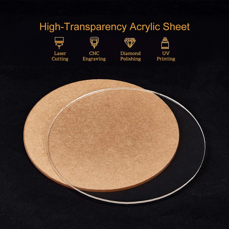 BENECREAT 2 x Clear Acrylic Circle Disc, 3 mm Thick